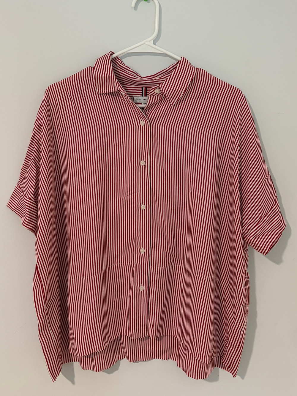 Tommy Hilfiger Striped Red Short-Sleeve Button-Up Shirt